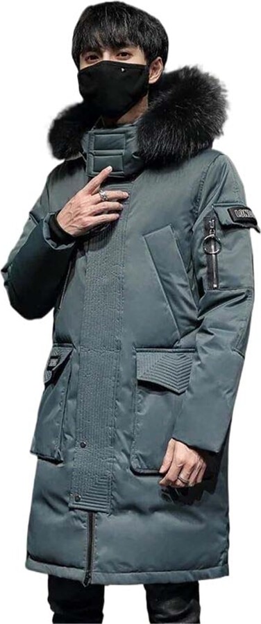 MQMYJSP Big Wool Collar Winter Down Jacket Men's Casual Top Coat