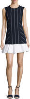 Thumbnail for your product : Derek Lam 10 Crosby Sleeveless Striped Flounce Dress, Midnight
