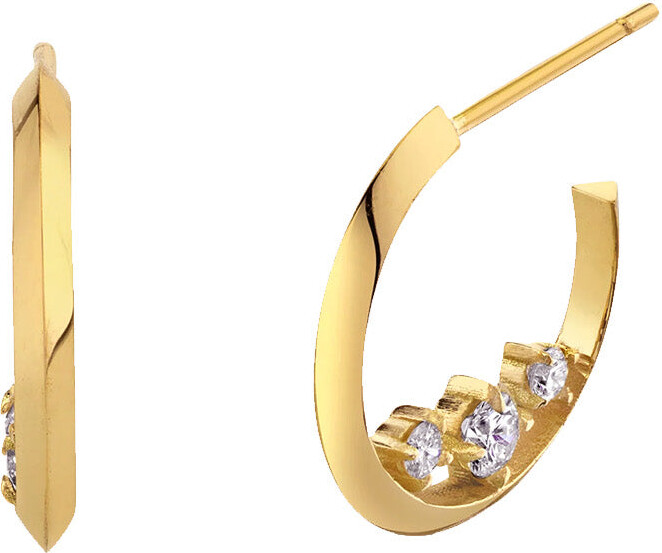 MATCHESFASHION Women Accessories Jewelry Earrings Hoop 2 Carat Knife Edge 18kt Gold Single Hoop Earring Womens Yellow Gold 