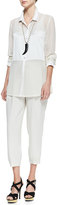 Thumbnail for your product : Eileen Fisher Silk Drawstring Cropped Pants, Women's