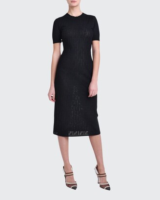 Fendi Short-Sleeve Logo Jacquard Sweater Dress - ShopStyle