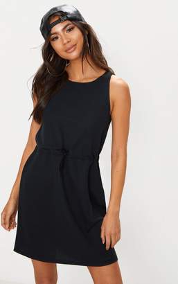 PrettyLittleThing Black Drawstring Sleeveless Jumper Dress