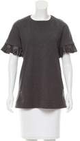 Thumbnail for your product : Lela Rose Silk-Trimmed Wool Top