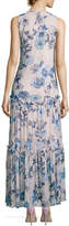 Thumbnail for your product : Taylor Floral-Print Chiffon Maxi Dress, White/Blue