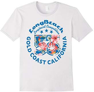Long Beach Surfing Girl Floral Summer T-Shirt