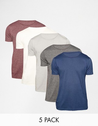 ASOS T-Shirt With Crew Neck 5 Pack