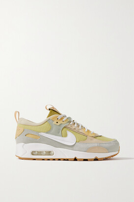 Nike Air Max 90 Futura Leather-trimmed Suede And Canvas Sneakers - Gold