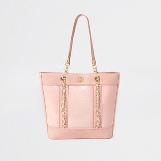 River Island Girls Pink monogram shopper bag