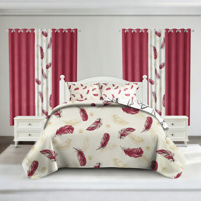 Xinyun Keji Shanghai Trading Co. Ltd. Queen Size Comforter Set 9 Pieces All Season Bed in a Bag for Bedroom With Matching Curtains Soft Microfiber Feather