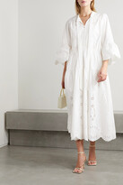 Thumbnail for your product : Self-Portrait Broderie Anglaise Cotton-poplin Midi Dress - White