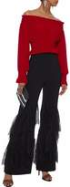Thumbnail for your product : Cinq à Sept Kaela Ruffled Lace-trimmed Crepe Flared Pants