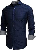 Thumbnail for your product : Coofandy Men's Fashion Long Sleeve Plaid Button Down Casual Shirts (, Gray)