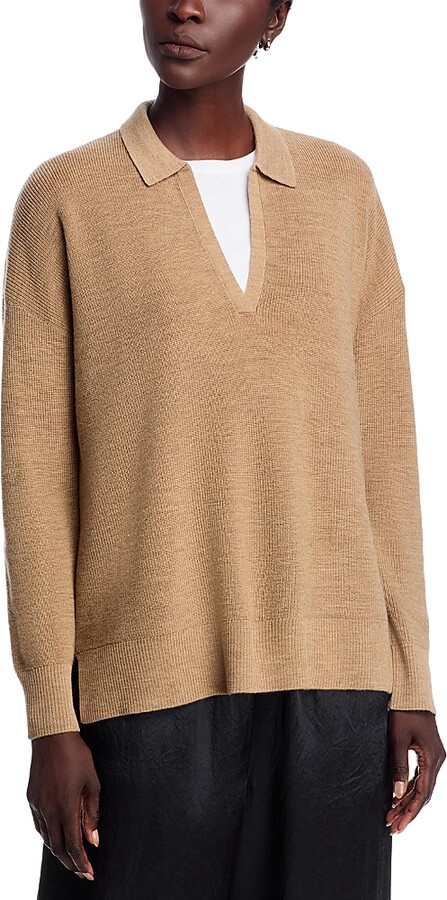 Eileen Fisher Wool Johnny Collar Sweater