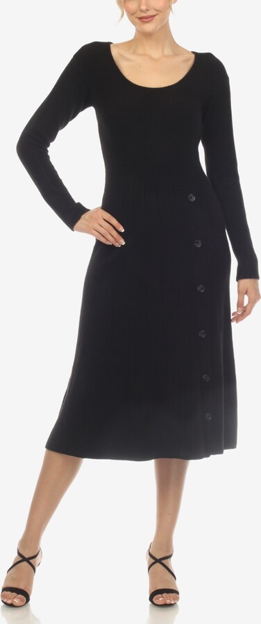 White Mark Women's Scoop Neck Fit and Flare Sweater Dress