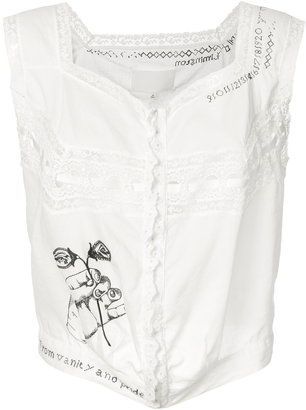 Maison Margiela boxy lace trim blouse - women - Cotton - 40