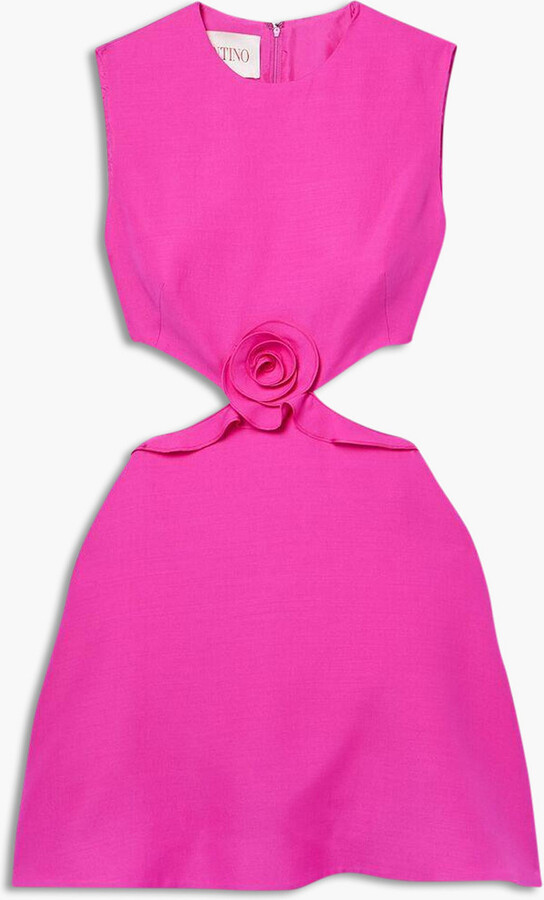 Valentino Garavani Cutout appliquéd wool and silk-blend crepe mini dress