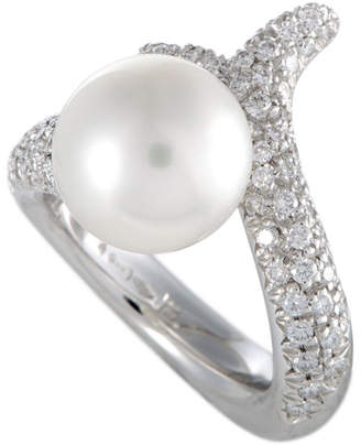 Mikimoto 18K 1.10 Ct. Tw. Diamond & 11-12Mm Pearl Ring