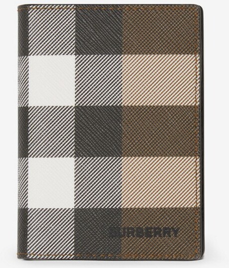 Burberry Check Leather Card Case in Purple for Men