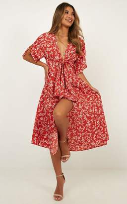 Showpo Inner Circle Only Dress in red floral - 6 (XS) Dresses