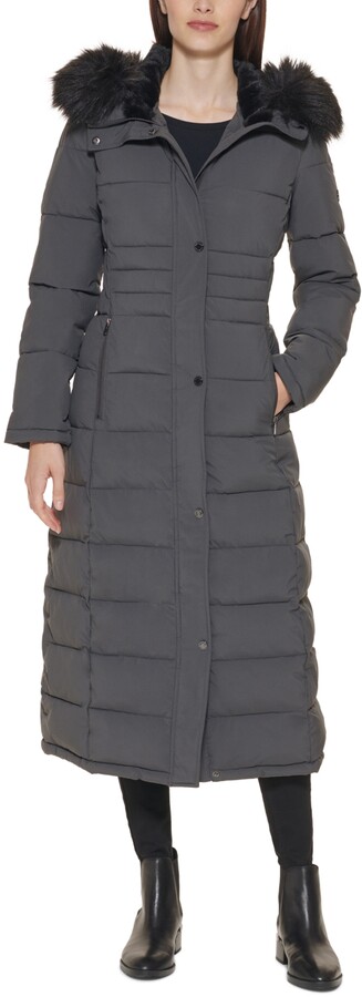 11050円 『2年保証』 Calvin Klein Womens Faux Fur Hooded Coat