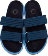 Thumbnail for your product : Dries Van Noten Blue Canvas & Suede Slide Sandals