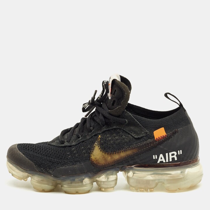 Off-White X Nike Black Knit Fabric Air Vapormax Sneakers