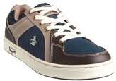 Thumbnail for your product : Original Penguin navy and brown leather and nylon lace-up 'Front' sneakers