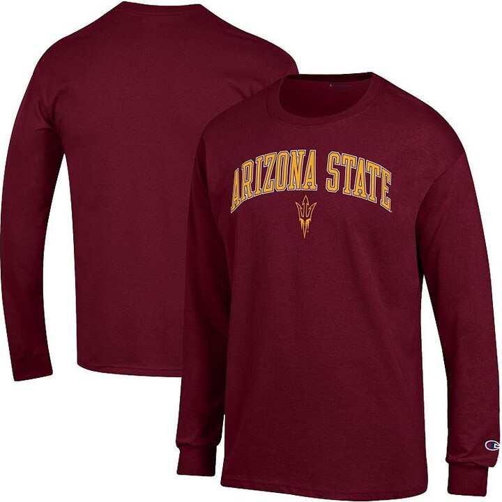 Men's Champion® Maroon Arizona State Sun Devils Arch Over Logo Long Sleeve T-Shirt