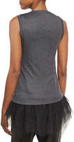 Thumbnail for your product : Brunello Cucinelli Wool Jersey Scoop-Neck Tank with Tulle Hem, Charcoal