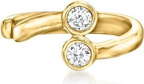 Ross-Simons PureCollectionbyRoss-SimonsDiamond2-StoneEarCuffin14ktYellowGold