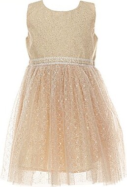 Popatu Little Girls Sleeveless MeshLace Fit-And-Flare Dress