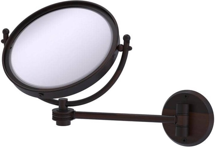 8 in. W x 10 in. H Small Large Round Tri Fold Metal Framed Magnifying Wall Bathroom Vanity Mirror in Venetian Bronze