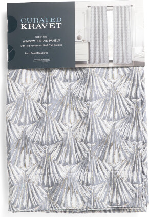 TJMAXX 37X96 Set Of 2 Metallic Chenille Jacquard Fans Window Panels, Polyester