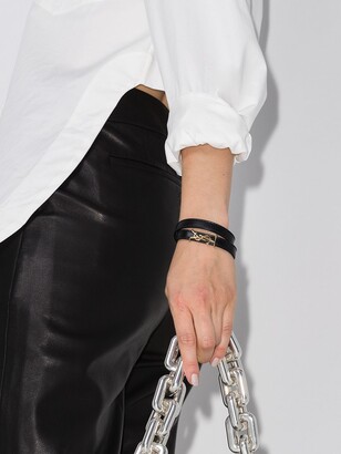 Saint Laurent Black Opyum Wrap Leather Bracelet