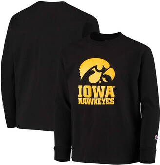 Champion Big Boys Black Iowa Hawkeyes Lockup Long Sleeve T-shirt