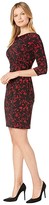 Thumbnail for your product : Lauren Ralph Lauren Printed Matte Jersey Trava 3/4 Sleeve Day Dress (Black/Scarlet Red) Women's Clothing
