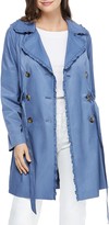 Thumbnail for your product : Gal Meets Glam Ruffle Trim Double Breasted Trench Coat