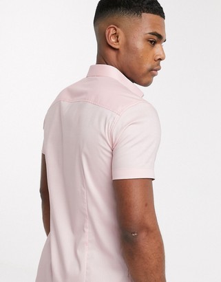 Jack and Jones short sleeve smart stretch shirt in pink
