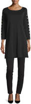 Thumbnail for your product : Joan Vass 3/4-Sleeve Studded Tunic, Petite