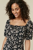 Thumbnail for your product : Wallis Black Floral Print Puff Sleeve Midi Dress