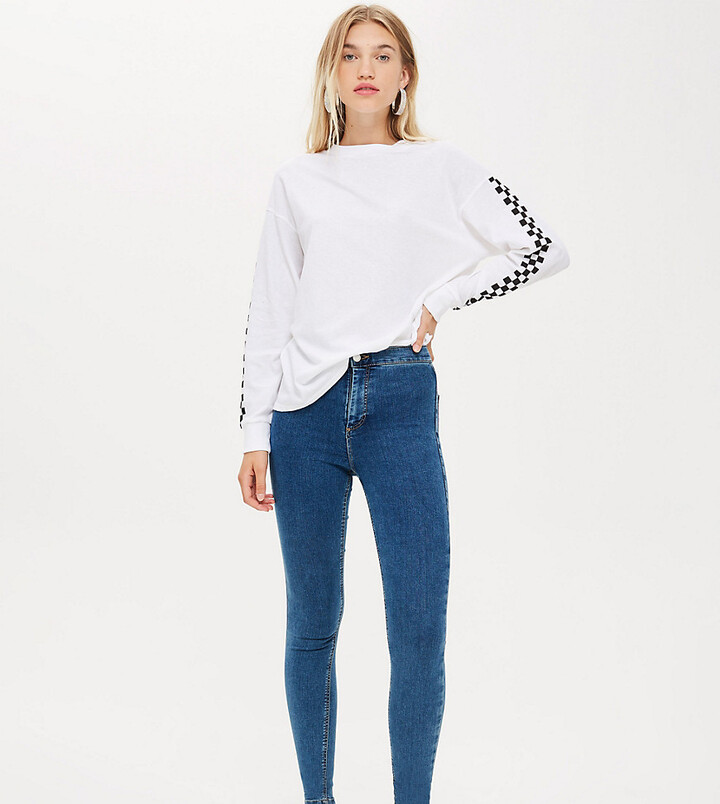 Topshop Petite Joni jeans in mid wash - ShopStyle