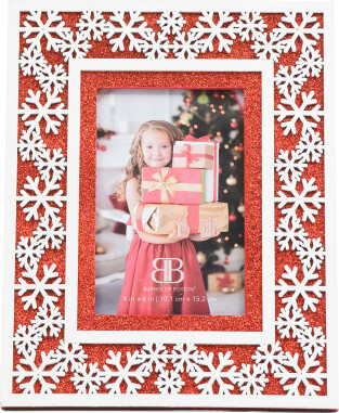 TJMAXX 4X6 Glitter Snowflakes Table Top Picture Frame