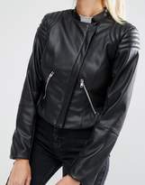 Thumbnail for your product : ASOS Leather Look Soft Racer Jacket