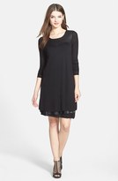 Thumbnail for your product : Kensie Faux Leather Trim Layered Scoop Neck Dress