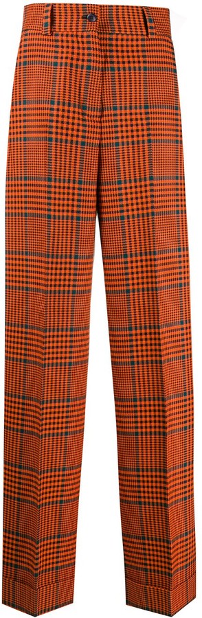 orange and blue plaid pants