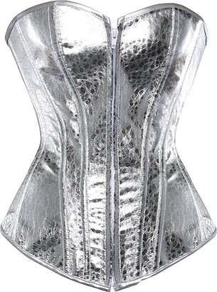Grebrafan Steampunk Sequin Corset Underwire Zip Sparkle Party Showgirl Clubwear (UK(10-12) L