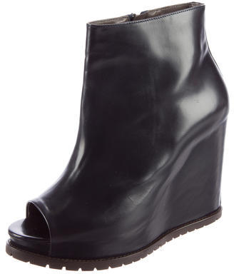 Brunello Cucinelli Leather Wedge Ankle Boots