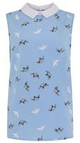 Thumbnail for your product : New Look Teens Pale Blue Contrast Pointed Collar Bird Print Blouse