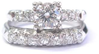 14K White Gold 0.85ct. Diamond Solitaire W Accent Wedding Ring Set