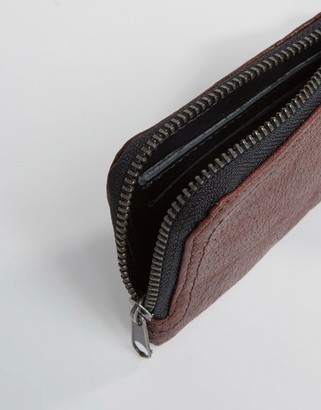 Quiksilver Zip Trip Wallet In Brown Leather